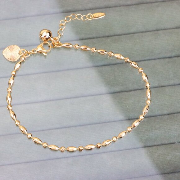 "Beaded Rose Gold Anklet with Shine Charm, XPAL1166 - Picture 12 of 12